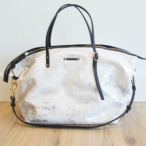 Large Canvas Crossbody, Silver Splatter